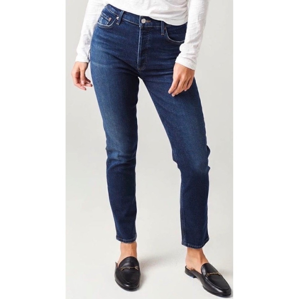 Women's AGOLDE "Nico"High Rise Skinny Distressed Jeans Size 25 Ripped Knee